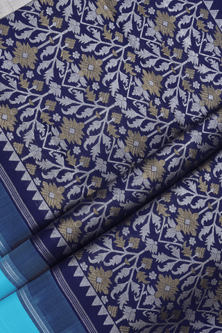 Floral Zari Motifs Light Blue Kanchipuram Silk Saree