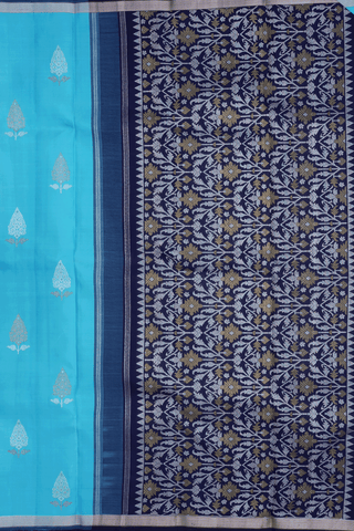 Floral Zari Motifs Light Blue Kanchipuram Silk Saree