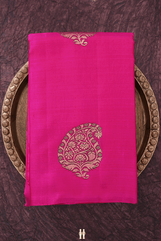 Floral Zari Motifs Magenta Kanchipuram Silk Saree