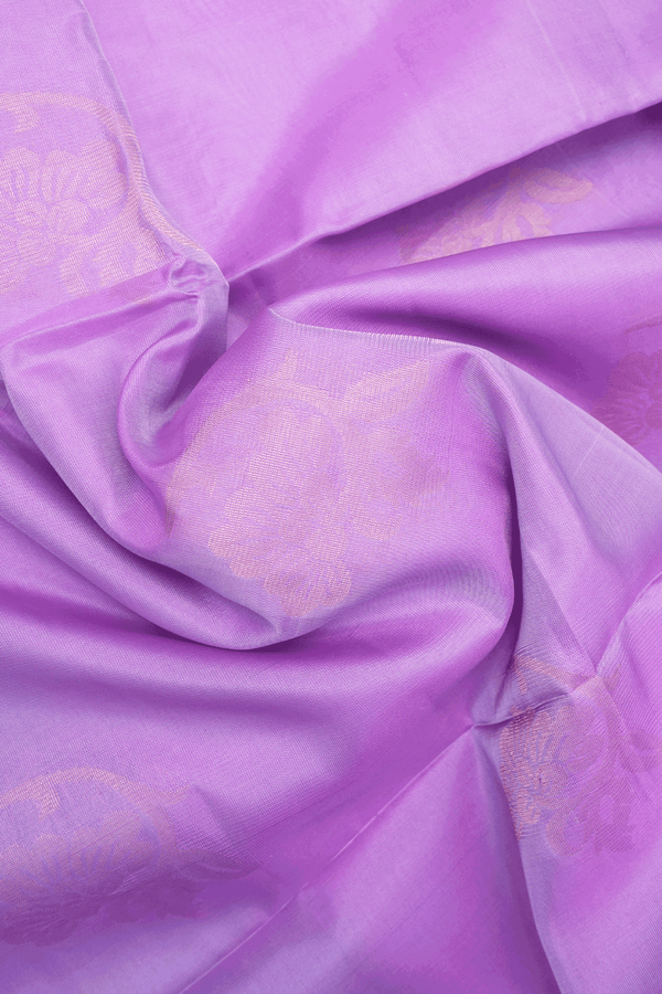 Floral Zari Motifs Mauve Purple Soft Silk Saree