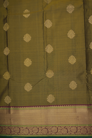 Floral Zari Motifs Mehendi Green Kanchipuram Silk Saree