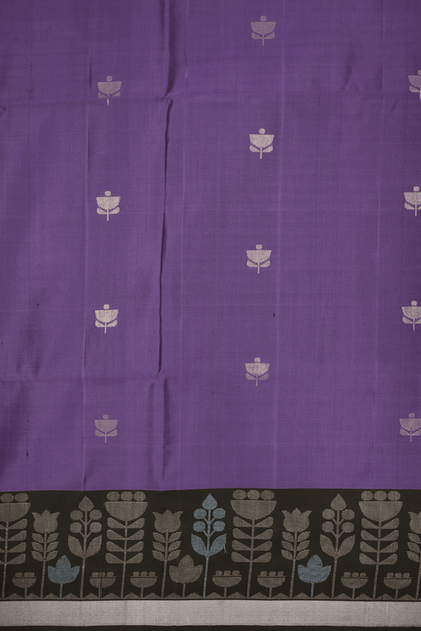 Floral Zari Motifs Royal Purple Soft Silk Saree