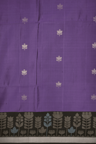 Floral Zari Motifs Royal Purple Soft Silk Saree