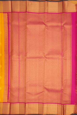 Floral Zari Motifs Saffron Yellow Kanchipuram Silk Saree