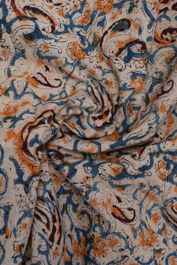 Front Tie-up Neck Multicolor Kalamkari Cotton Short Top