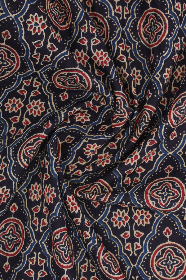 Front Tie Up Neck Printed Design Black Cotton Salwar Set