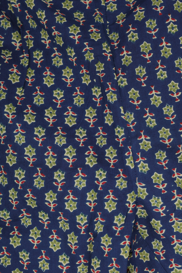 Front Tie Up Neck Printed Design Blue Cotton Salwar Set