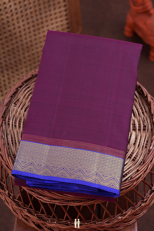 Kanchipuram Silk Saree In Plum Purple With Contrast Border