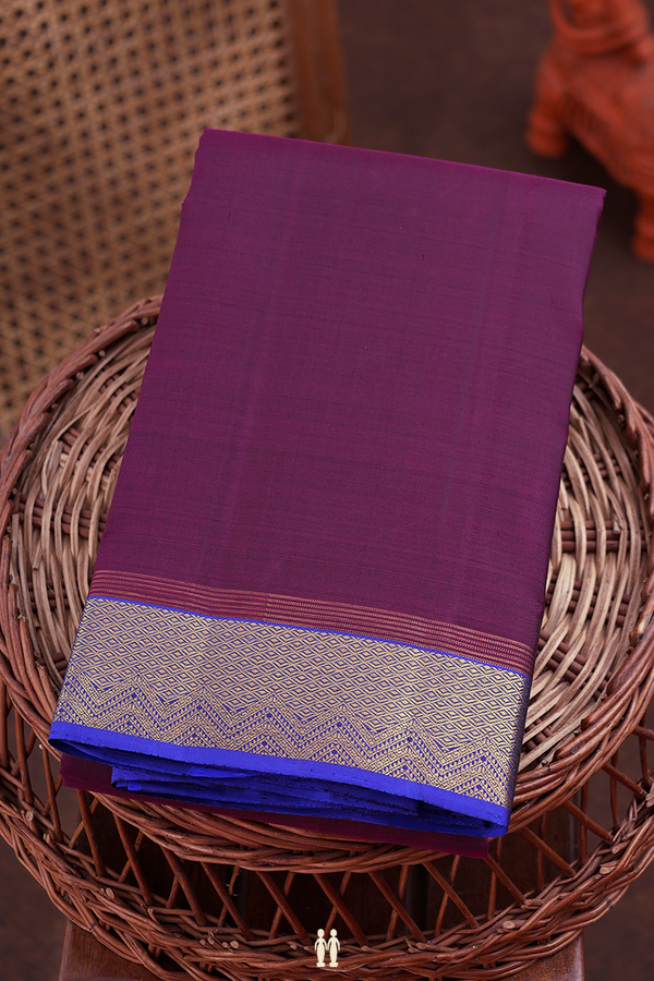 Kanchipuram Silk Saree In Plum Purple With Contrast Border