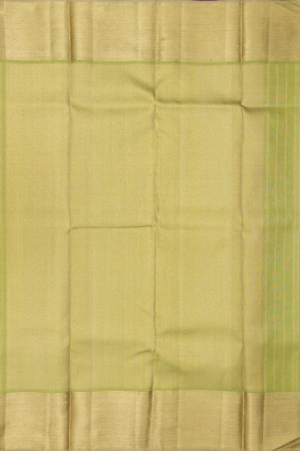 Kanchipuram Silk Saree In Pear Green With Stripes Design