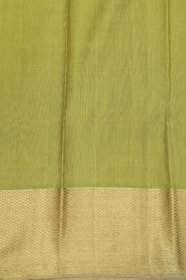 Kanchipuram Silk Saree In Pear Green With Stripes Design