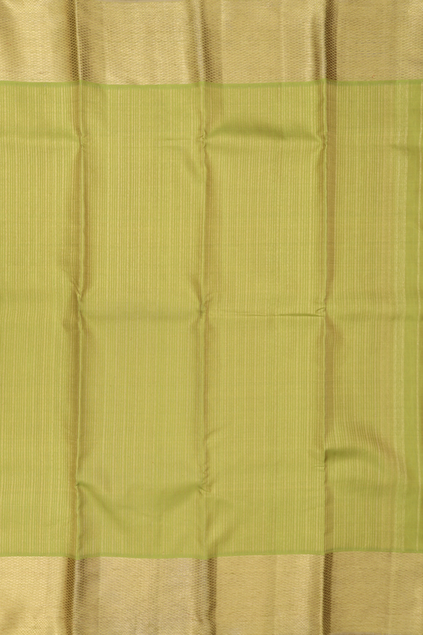 Kanchipuram Silk Saree In Pear Green With Stripes Design