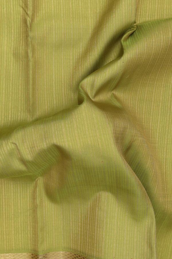 Kanchipuram Silk Saree In Pear Green With Stripes Design