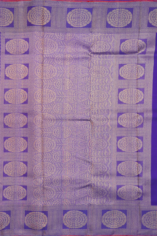 Kanchipuram Silk Saree In Royal Blue With Floral Border