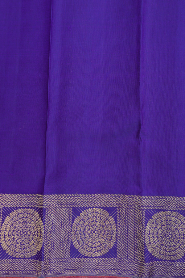 Kanchipuram Silk Saree In Royal Blue With Floral Border