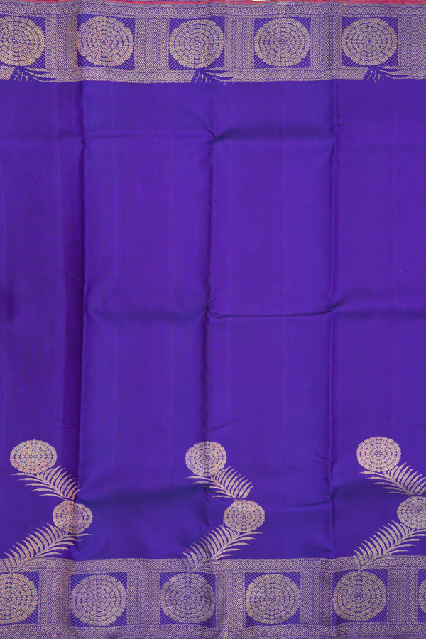 Kanchipuram Silk Saree In Royal Blue With Floral Border