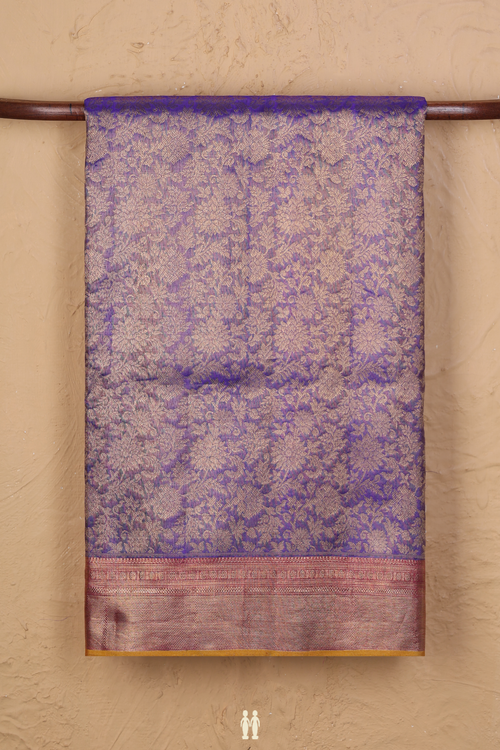 Kanchipuram Silk Saree In Purple With Floral Design