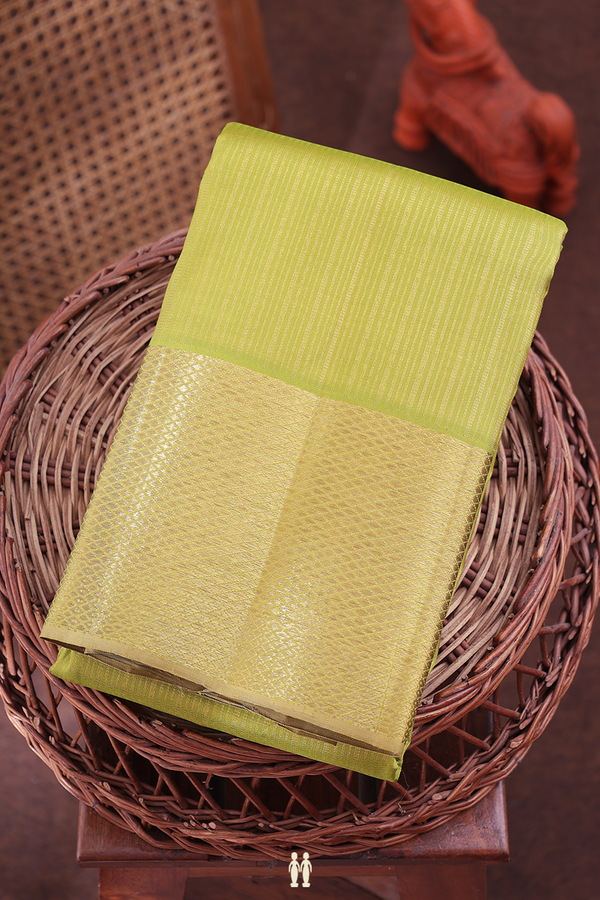Kanchipuram Silk Saree In Green With Stripes Design