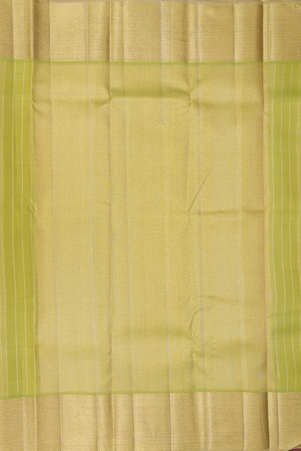 Kanchipuram Silk Saree In Green With Stripes Design