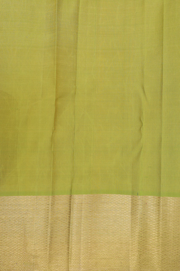Kanchipuram Silk Saree In Green With Stripes Design