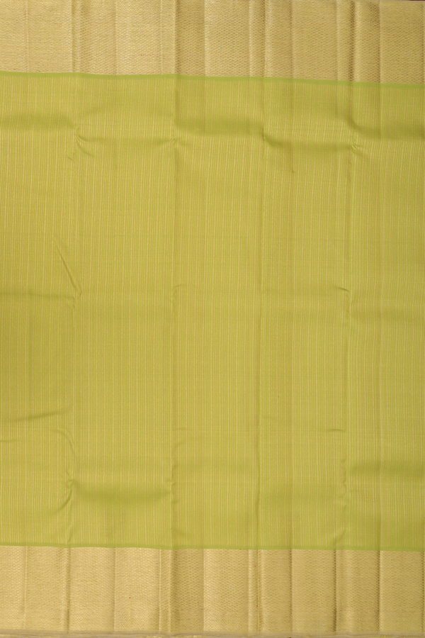 Kanchipuram Silk Saree In Green With Stripes Design