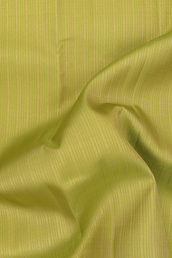 Kanchipuram Silk Saree In Green With Stripes Design