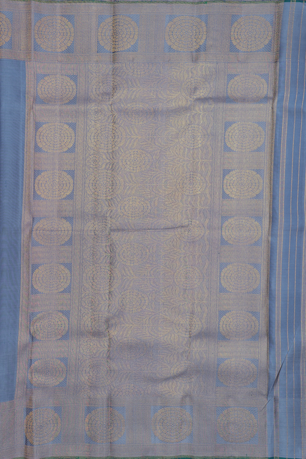 Kanchipuram Silk Saree In Pigeon Blue With Floral Border