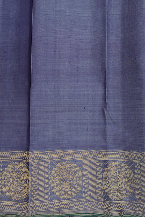 Kanchipuram Silk Saree In Pigeon Blue With Floral Border