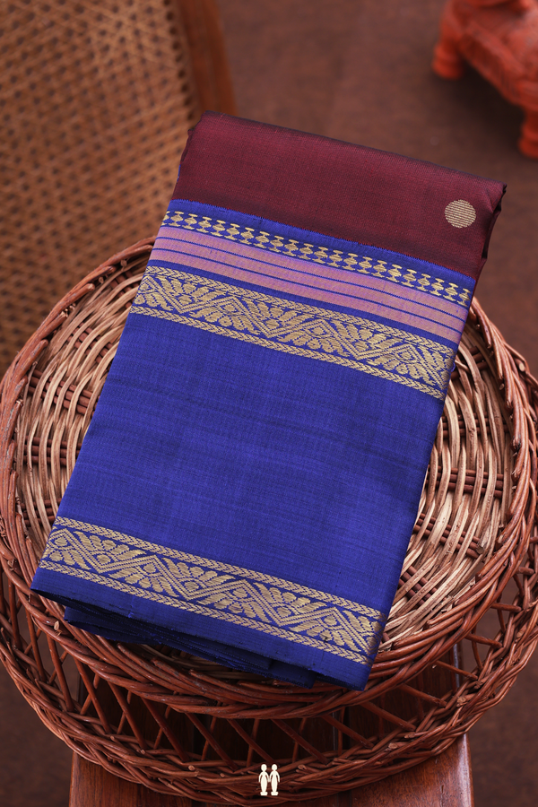 Kanchipuram Silk Saree In Maroon With Polka Buttas