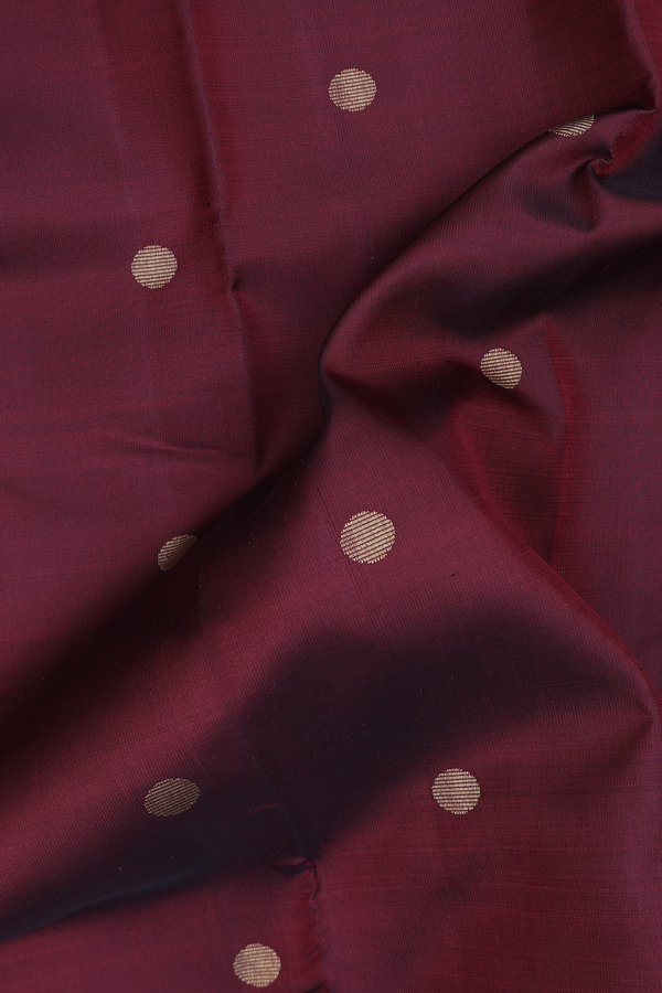 Kanchipuram Silk Saree In Maroon With Polka Buttas