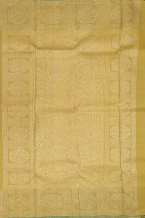 Kanchipuram Silk Saree In Olive Green With Floral Border