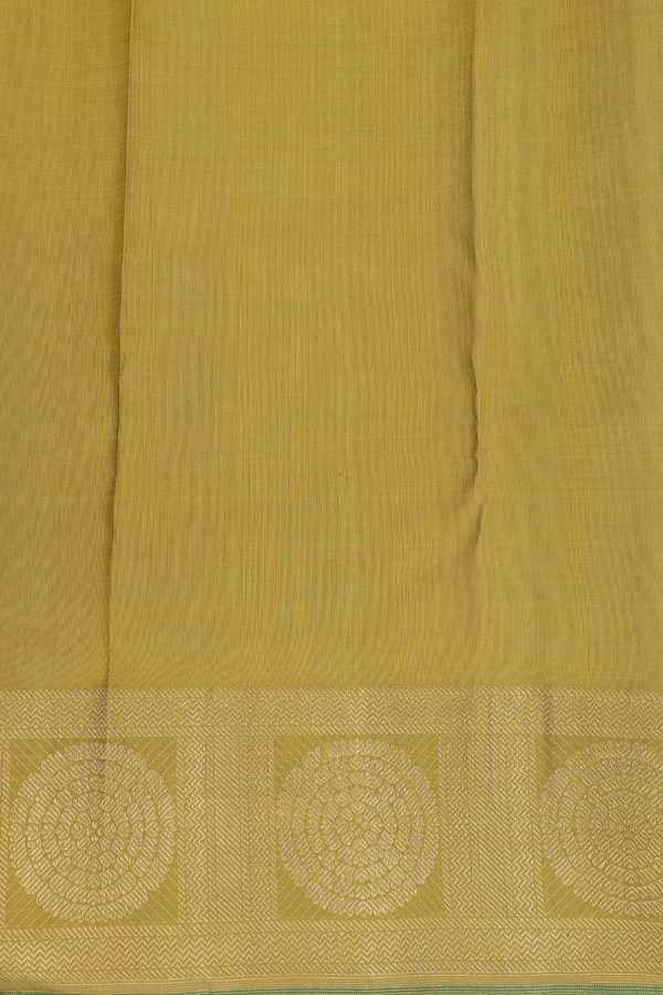 Kanchipuram Silk Saree In Olive Green With Floral Border