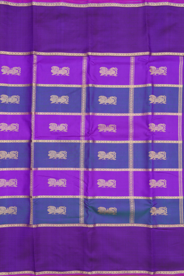Kanchipuram Silk In Purple And Dual Tone With Checks Design