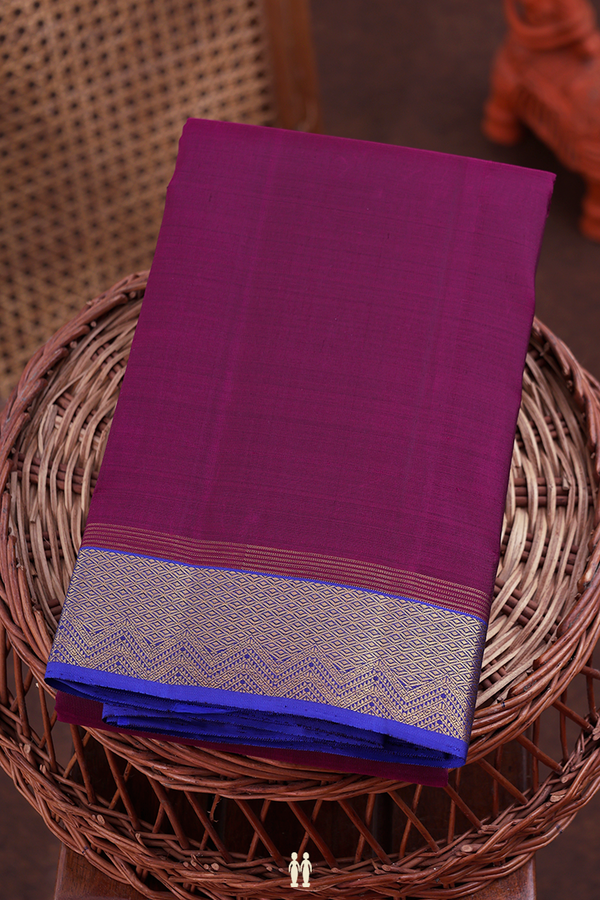 Kanchipuram Silk Saree In Plum Purple With Contrast Border