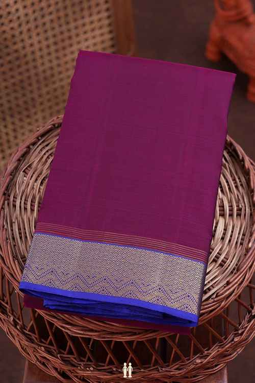 Kanchipuram Silk Saree In Plum Purple With Contrast Border