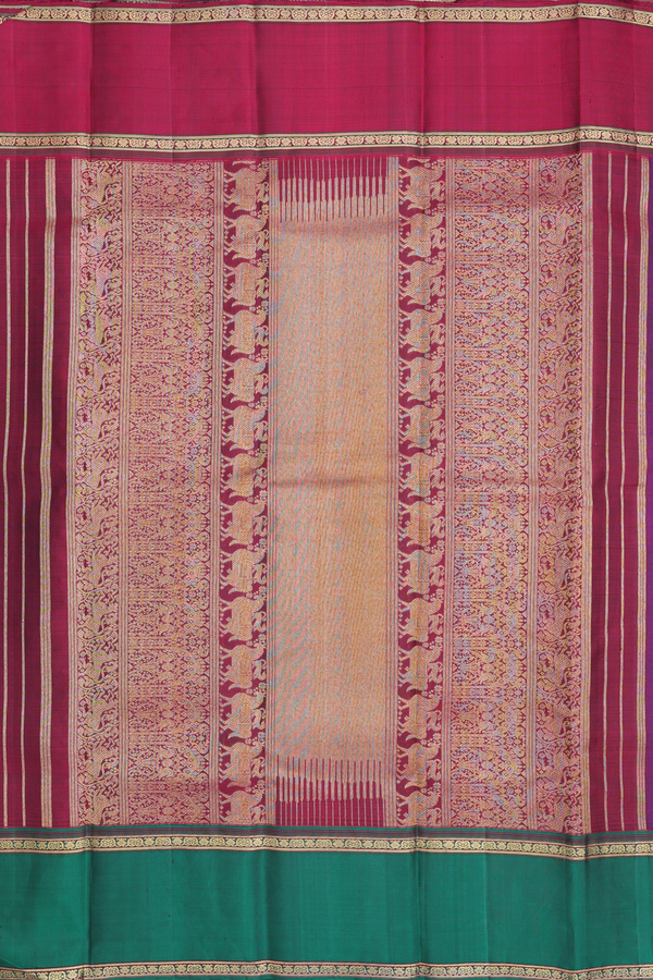Kanchipuram Silk Saree In Royal Purple With Checks Design