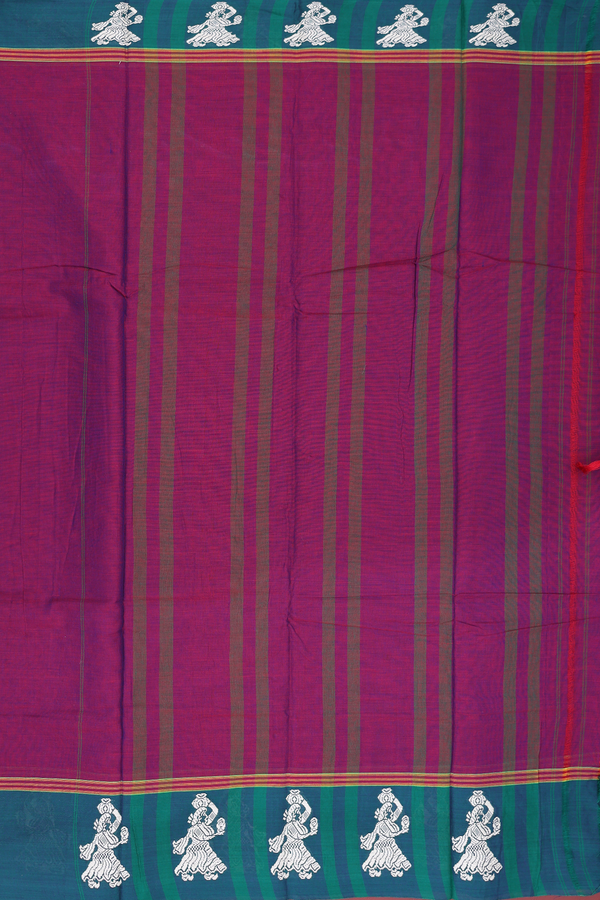 Gadwal Cotton Saree In Berry Purple With Contrast Border