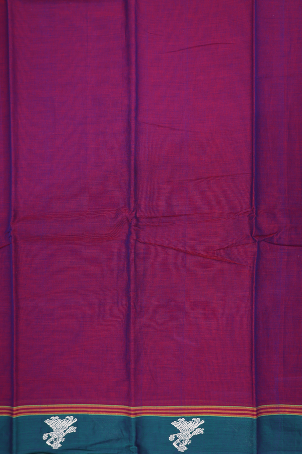 Gadwal Cotton Saree In Berry Purple With Contrast Border