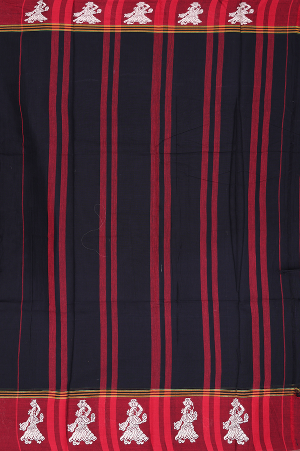 Narayanpet Cotton Saree In Black With Contrast Border