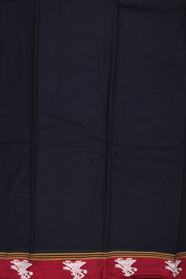 Narayanpet Cotton Saree In Black With Contrast Border