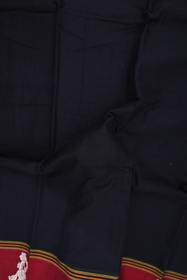 Narayanpet Cotton Saree In Black With Contrast Border