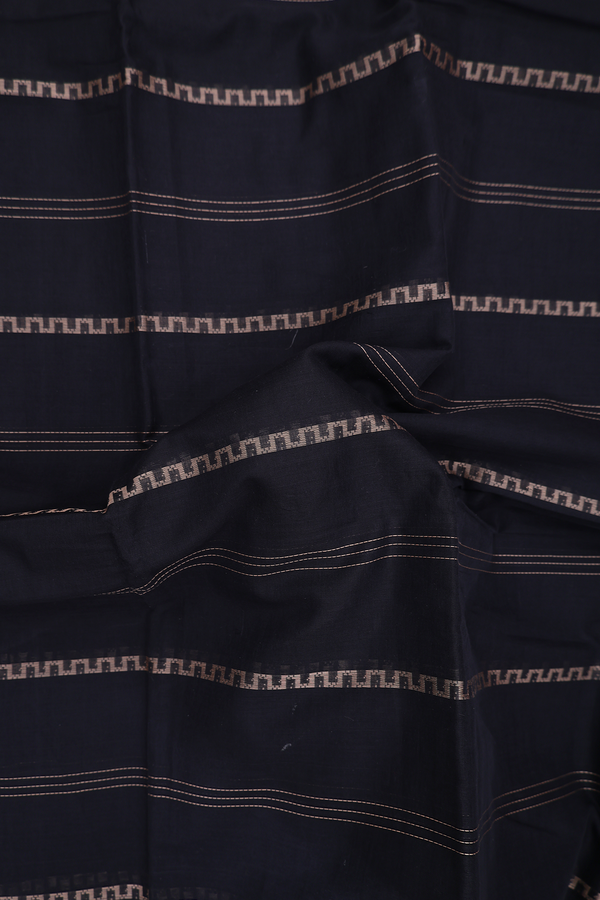 Gadwal Cotton Saree In Black With Stripes Design