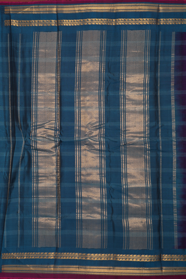 Gadwal Cotton Saree In Deep Purple With Stripes Design