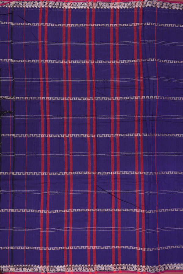 Narayanpet Cotton Saree In Regal Purple With Stripes Design