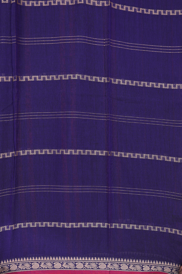 Narayanpet Cotton Saree In Regal Purple With Stripes Design