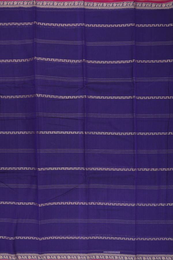 Narayanpet Cotton Saree In Regal Purple With Stripes Design
