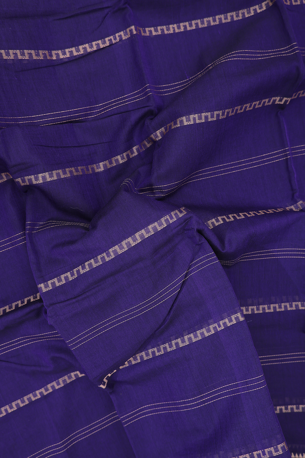 Narayanpet Cotton Saree In Regal Purple With Stripes Design
