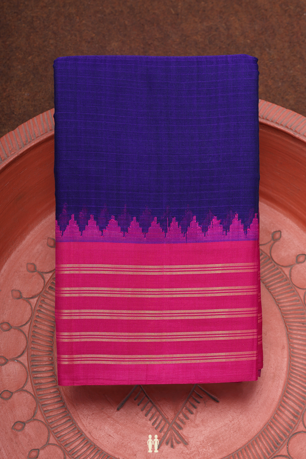 Gadwal Cotton Saree In Royal Blue With Contrast Border