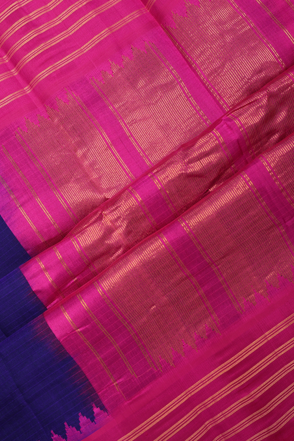 Gadwal Cotton Saree In Royal Blue With Contrast Border