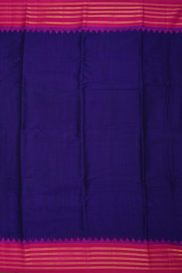 Gadwal Cotton Saree In Royal Blue With Contrast Border